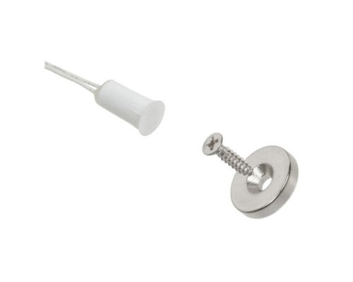 Nascom N1175600W-STFB Recessed 3/8' Mini Stubby Press Fit Open Loop Switch with D0.600' Donut Magnet Wire Leads, White