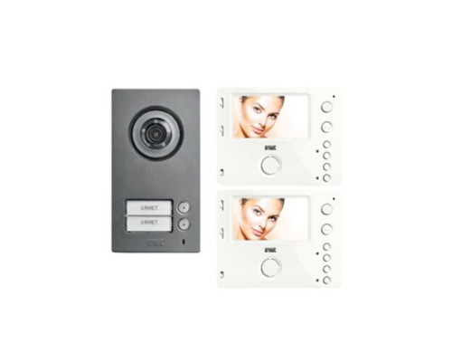 Urmet 1722-94 Two-Family Video Kit With Mikra2 and Mìro Hands-Free Video Door Phones, 2-Wire System