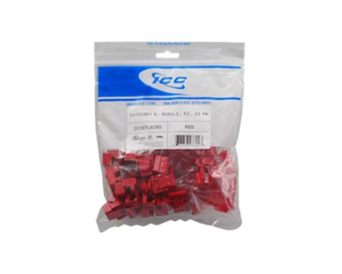 ICC IC107L6CRD EZ CAT 6 Keystone Jacks, 25-Pk, Red