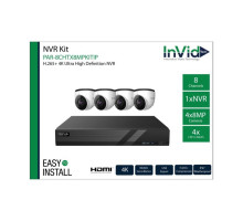 InVid PAR-8CHTX8MPKITIP 8 Channel NVR with 4 8MP Cameras 4 Cables NDAA Compliant