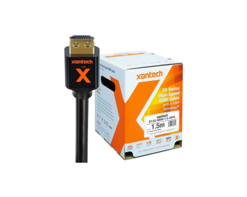 Linear XT-EX-HDMI-1525PKMC Xantech EX Series Master Carton - High-speed HDMI Cable with X-GRIP Technology, 1.5 Meter