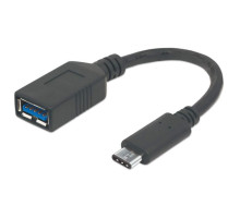 Manhattan 355285 USB 3.2 Gen 1, 5 Gbps, Type-C Male to Type-A Female Cable, 15 cm (6 in), USB-IF certified, Black