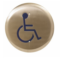 Camden Door Controls CM-40-2 4 1/2' Round Push Plate Switch, 'WHEELCHAIR' Symbol, Blue