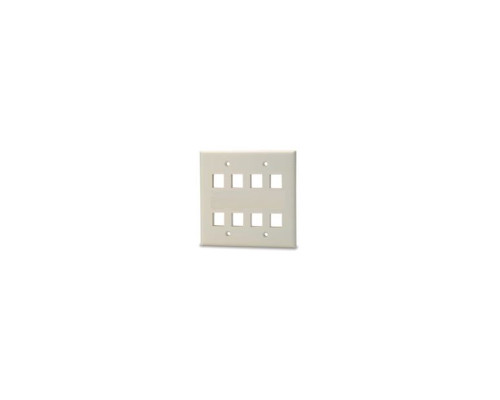 West Penn DKF-8-IV 8 Port Dual Gang Platic Plate, Light Ivory, 10 Pack