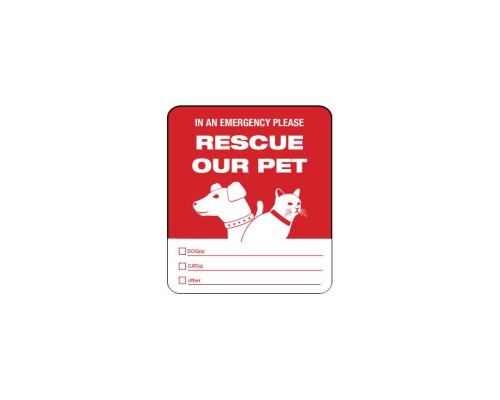 Maxwell DY-150 Pet Rescue Decal - 3.5 x 4 - Outside Mount, Red & White (100 pk)