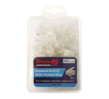 GoSimply Connect S45-0111 Standard RJ11/RJ12 Modular Plugs, Clear Tint 100PC/Clamshell