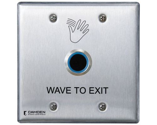 Camden Door Controls CM-222-A46W ValueWave Switch, Stainless Steel Double Gang Faceplate, 12/24VDC, 1 Relay, Blue/Green Illumination