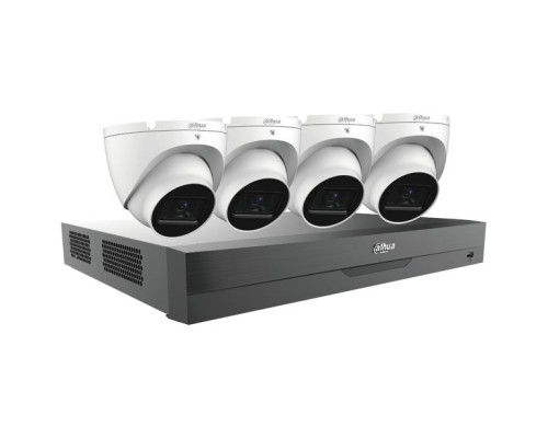 Dahua C542E42B 4-CH  HDCVI Kit 4 x 2MP, 2.8mm Mini Eyeball Cameras and a 5M-N Analytics+ Penta-brid DVR, 2TB Included