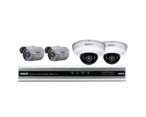 Ganz NR4HL-V-KIT1 Kits Include 4 Channel Embedded NVR with 1TB HDD, 2 Bullet Camera & 2 Dome Camera