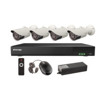 Vitek VT-TH5KT812TB-2 8 Channel 4-IN-1 (TVI/AHD/CVI/CVBS) DVR, 12TB with 4 x 5 Megapixel Bullet Cameras, 2.8mm Lens