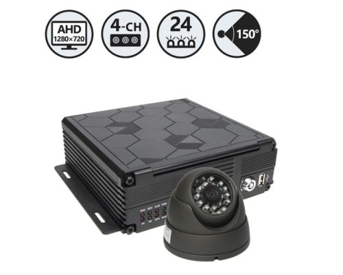 RVS Systems RVS-AR-DVR Mobilemule 4 Channel DVR with GPS Tracking and AHD Dome Camera, Western Digital 1TB 2.5 Inch Hard Drive, 66' Camera Cable