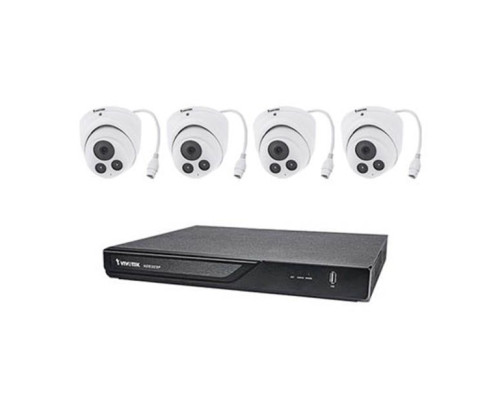 Vivotek ND9323P-2TB-4IT80A Kit Includes: 8 Channel NVR Kit 64Mbps Max Throughput 2TB w/ 4 x 5MP Outdoor IR Dome IP Security Cameras