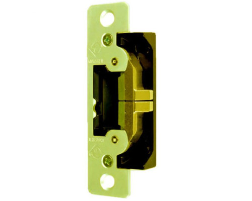 Adams Rite 7400-605 UltraLine Electric Strike for Radius Jambs in Bright Brass