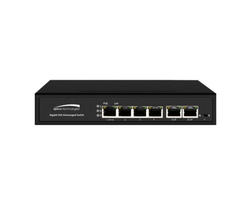 Speco P4S6G Gigabit Network PoE Switches 6-Port Gigabit Network Switch (4 ports PoE, 2 ports uplink)