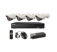 Vitek VT-TH5KT46TB-2 4 Channel 5-IN-1 (TVI/AHD/CVI/CVBS) DVR, 6TB with 4 x 5 Megapixel Bullet Cameras, 2.8mm Lens