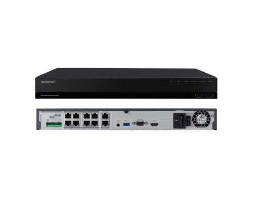 Hanwha Vision WRN-810S-12TB 8 Channels Wisenet WAVE PoE+ Network Video Recorder, 12TB