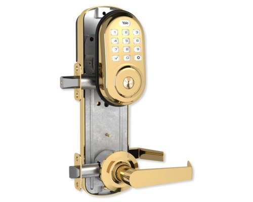 Yale YRC216ZW2NW5605 Assure Lock Interconnected Lockset with Push Button, Bright Brass