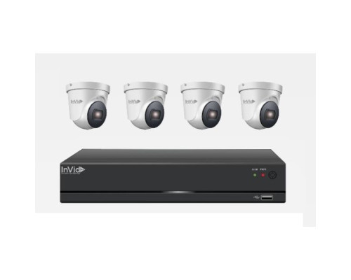 InVid ELEV-8CHTX5MPKITAN-4TB 5 Megapixel 4 Turret Cameras with 8 Channel Digital Video Recorder, 4TB