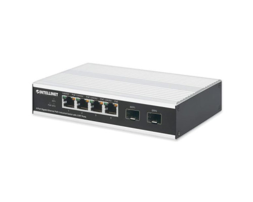 Intellinet 508254 Industrial 4-Port Gigabit Ethernet PoE+ Switch with 2 SFP Ports