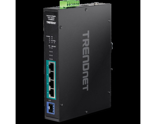 TRENDnet TI-PGM541 5 Port Industrial Gigabit PoE+ DIN-Rail Switch