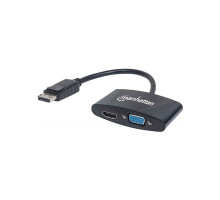 Manhattan 152587 2-in-1 4K Adapter DisplayPort Connector to HDMI/VGA Socket Passive Black