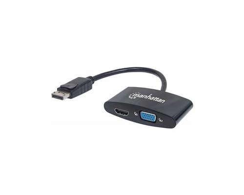 Manhattan 152587 2-in-1 4K Adapter DisplayPort Connector to HDMI/VGA Socket Passive Black