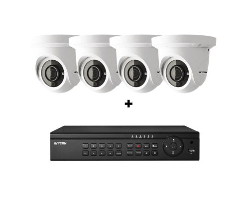 Avycon AVK-HN41E4-2T 4 Channel NVR, 2TB with 4 x 4MP H.265 Outdoor Eyeball Cameras