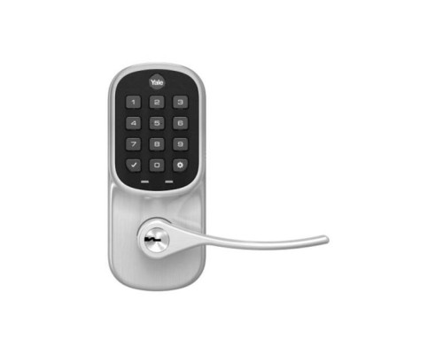 Yale YRL216-NR-619 Electronic Pushbutton Lever Lock, Standalone, Satin Nickel