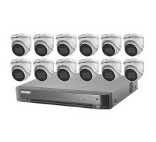 Hikvision T7216U4TA12 5MP Value Express Turbo Kit, 12 X 5MP Turbo Turret Camera with 16 Channel DVR, 4TB