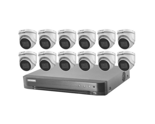 Hikvision T7216U4TA12 5MP Value Express Turbo Kit, 12 X 5MP Turbo Turret Camera with 16 Channel DVR, 4TB