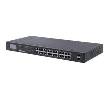 Intellinet 561242 24-Port Gigabit Ethernet PoE+ Switch with 2 SFP Ports and LCD Screen