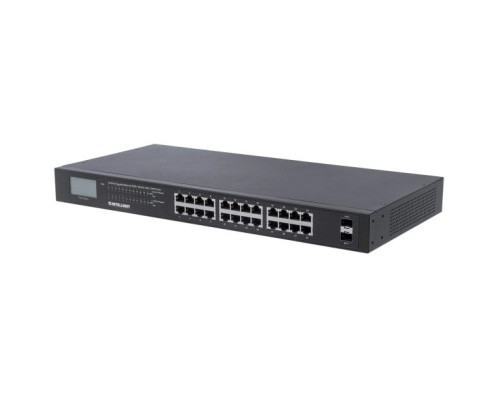 Intellinet 561242 24-Port Gigabit Ethernet PoE+ Switch with 2 SFP Ports and LCD Screen