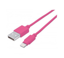 Manhattan 394420 iLynk USB Cable with Lightning Connector Type-A Male to 8-Pin Male, 15 cm (6 in.), Pink