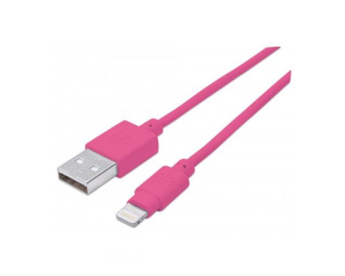 Manhattan 394420 iLynk USB Cable with Lightning Connector Type-A Male to 8-Pin Male, 15 cm (6 in.), Pink