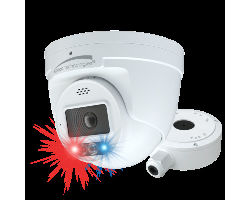 Speco O4TDD2 4MP IP Turret Camera with AI, Audio, and Visual Deterrent, NDAA 2.8mm Lens