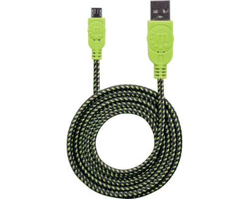 Manhattan 394062 Braided Hi-Speed USB Micro-B Device Cable Type-A Male to Micro-B Male, 1 m (3 ft.), Black/Green