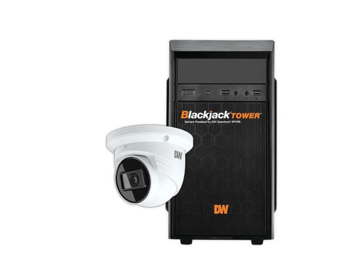 Digital Watchdog DW-MTFTKIT34 Blackjack Mid-Size Tower NVR, 3TB with 4 X 5MP Turret IP Camera, 2.8mm Fixed Lens