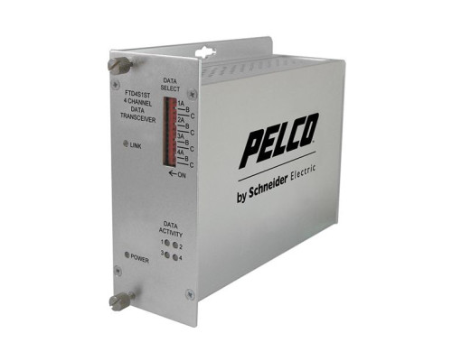 Pelco FTD4S1ST 4 Channel ST Fiber Transmitter Bidirectional Data, Single Mode