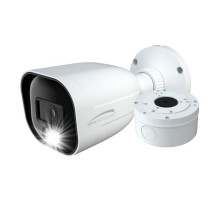 Speco H2AB2 2MP White Light Intensifier HD-TVI Bullet Camera with Built-in Microphone 2.8mm Lens, White Housing