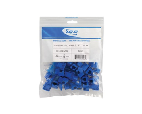 ICC IC107E5CBL EZ Keystone Jack, 25-Pk, Blue