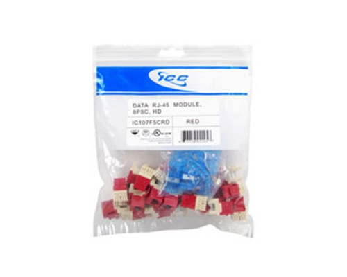 ICC IC107F5CRD HD Keystone Jacks, 25-Pk, Red