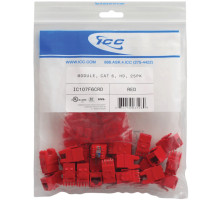 ICC IC107F6CRD HD CAT 6 Keystone Jacks, 25-Pk, Red