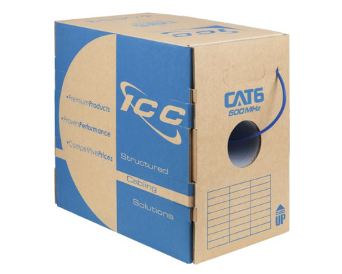 ICC ICCABT6VBL 500Mhz CAT6 Bulk Cable with 23 AWG UTP Solid Wires, CMP Jacket in a Pull Box, 1000 Feet, Blue