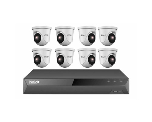 INVID2KIT 8 Camera Security System, 2MP Dome Cameras 4TB