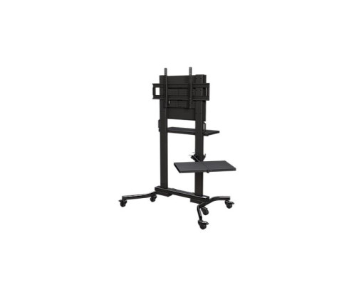 Crimson M90LTZ Heavy Duty Mobile Cart with Single Side Shelf, Front / Back Shelf for Displays 50' - 90'