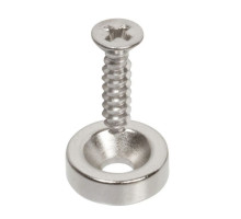 Nascom MN400X10 D0.400' x L1/8' NdFeB Grade N35 Nickel Plated Donut Magnet with 1/8' Hole, 10 Pack with Screws, Silver