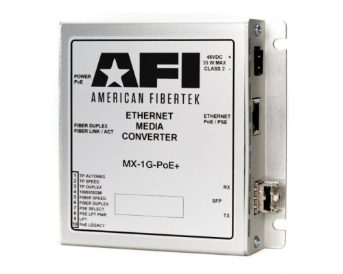 American Fibertek MX-1G Media Converter 10/100/1000BASE-X with Open SFP Port