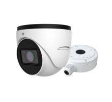 Speco O4VT1MN 4 Megapixel H.265 IP Turret Camera with IR, WDR 2.8-12mm Lens, Included Junction Box, White, NDAA