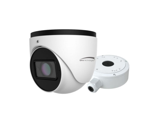 Speco O4VT1MN 4 Megapixel H.265 IP Turret Camera with IR, WDR 2.8-12mm Lens, Included Junction Box, White, NDAA