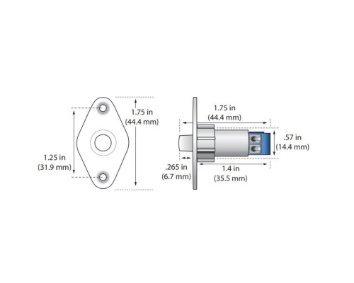 GRI PBF-100T-B W/2K 3/8' Diameter Plunger Switch, With Flange Closed Loop, Brown